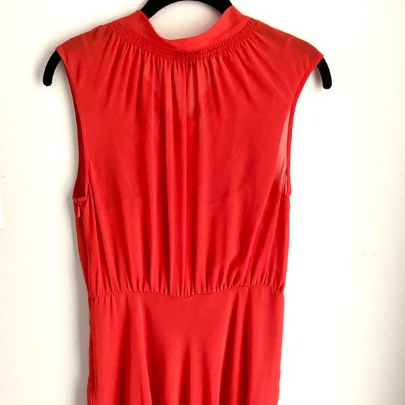 Ann Taylor Chiffon Georgette Orange Midi Dress Size 4 - Picture 13 of 16